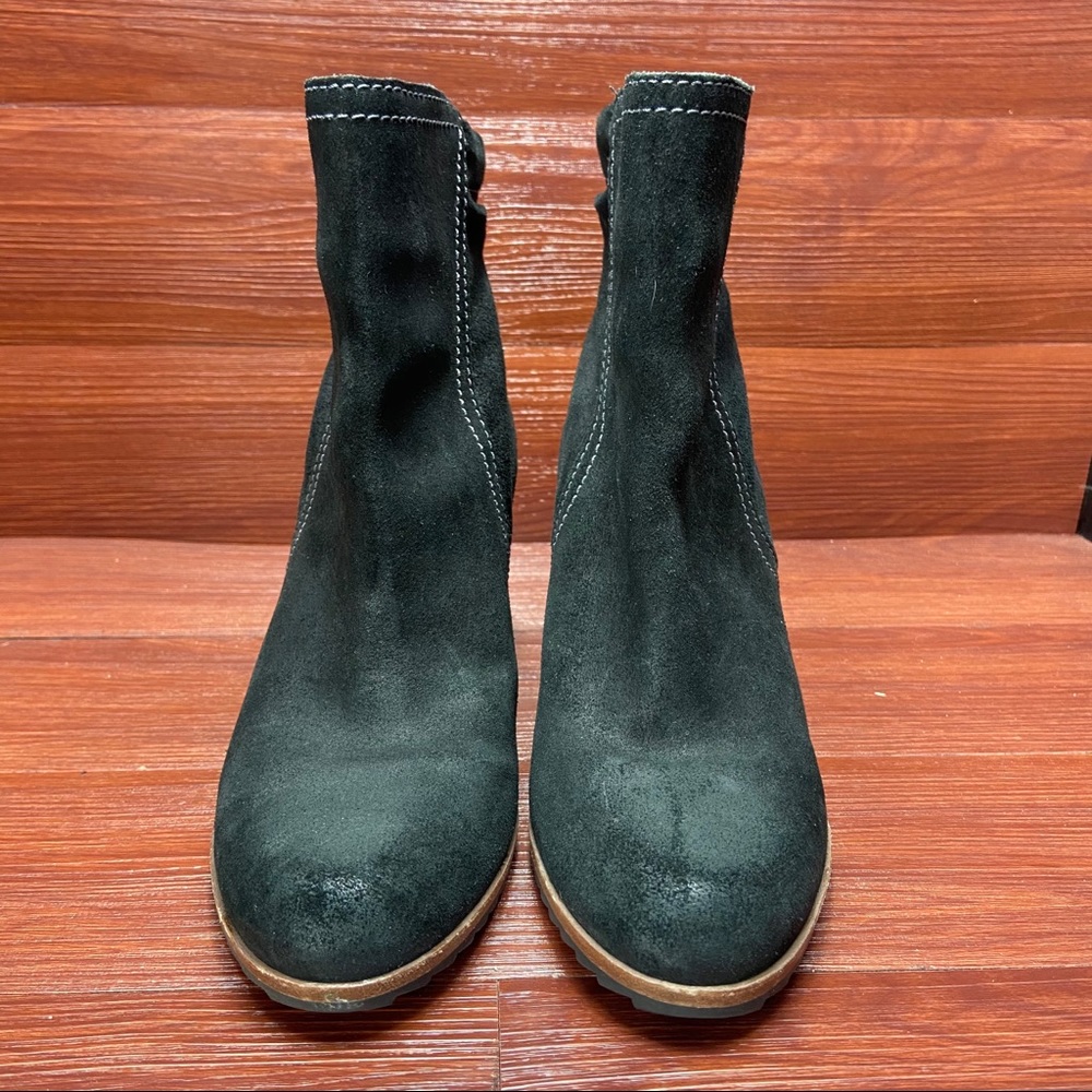 Black Suede Wedge Ankle Boots - Picture 2 of 12